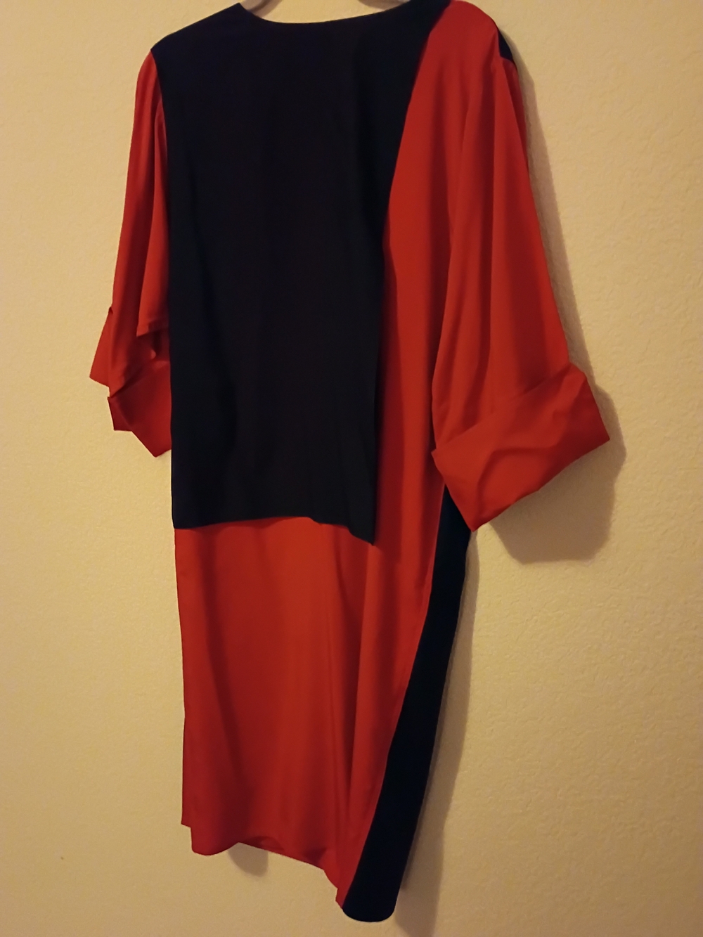 Colorblock Red and Black Midi Dress for Women